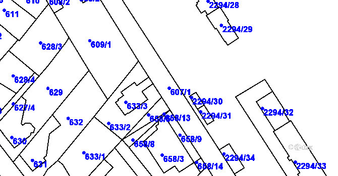 Parcela st. 607/1 v KÚ Týniště nad Orlicí, Katastrální mapa