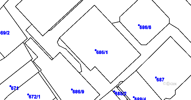 Parcela st. 686/1 v KÚ Týniště nad Orlicí, Katastrální mapa