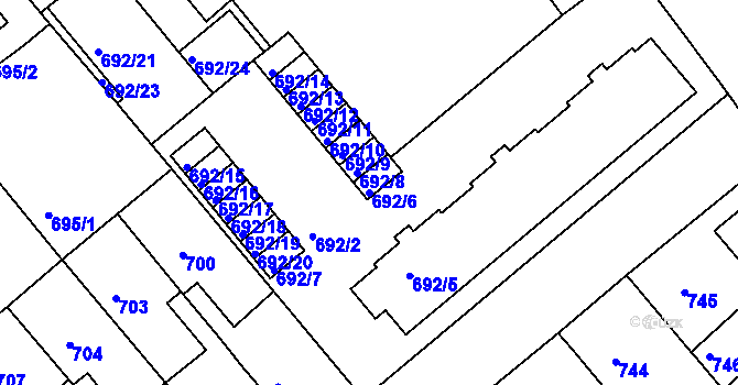 Parcela st. 692/6 v KÚ Týniště nad Orlicí, Katastrální mapa