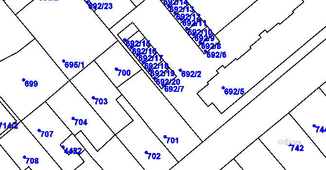 Parcela st. 692/7 v KÚ Týniště nad Orlicí, Katastrální mapa
