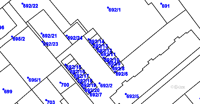 Parcela st. 692/11 v KÚ Týniště nad Orlicí, Katastrální mapa