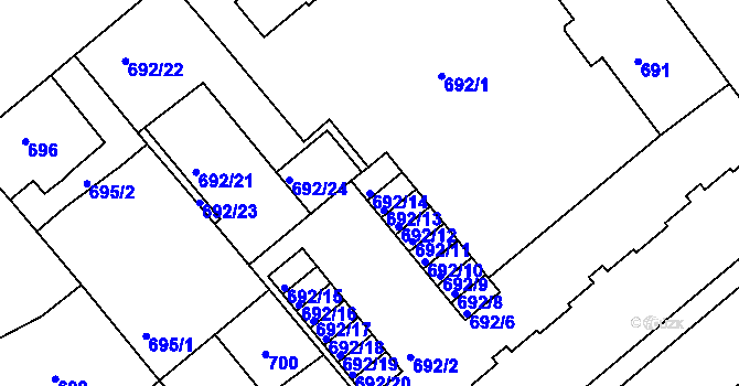 Parcela st. 692/14 v KÚ Týniště nad Orlicí, Katastrální mapa