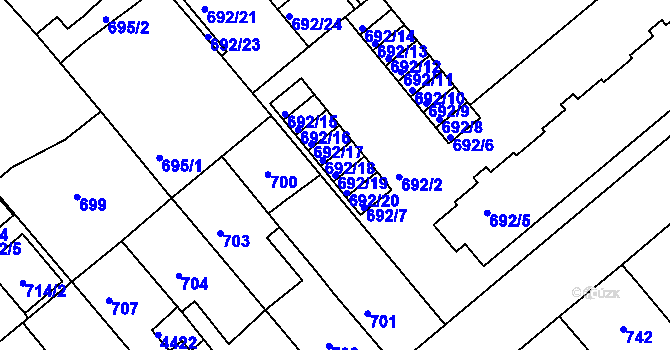 Parcela st. 692/19 v KÚ Týniště nad Orlicí, Katastrální mapa