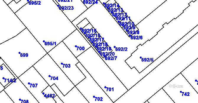 Parcela st. 692/20 v KÚ Týniště nad Orlicí, Katastrální mapa