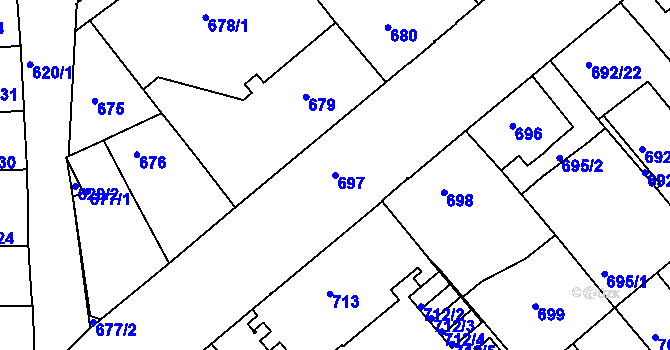 Parcela st. 697 v KÚ Týniště nad Orlicí, Katastrální mapa