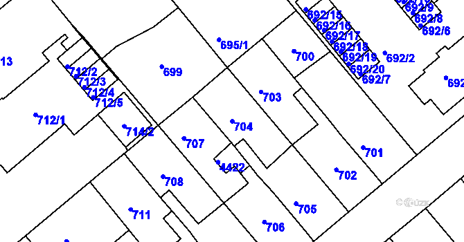 Parcela st. 704 v KÚ Týniště nad Orlicí, Katastrální mapa