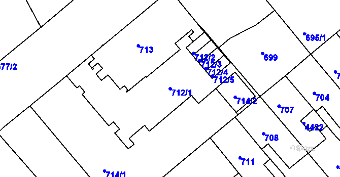 Parcela st. 712/1 v KÚ Týniště nad Orlicí, Katastrální mapa