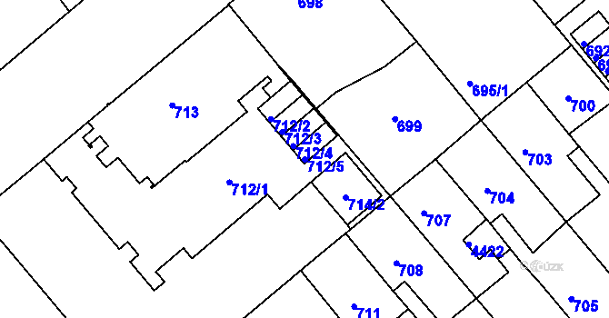 Parcela st. 712/5 v KÚ Týniště nad Orlicí, Katastrální mapa