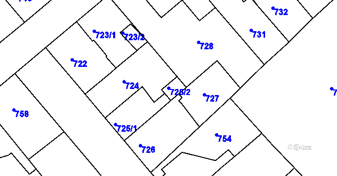 Parcela st. 725/2 v KÚ Týniště nad Orlicí, Katastrální mapa