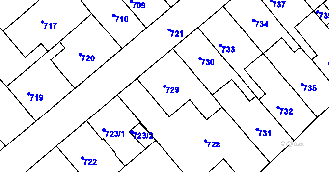 Parcela st. 729 v KÚ Týniště nad Orlicí, Katastrální mapa