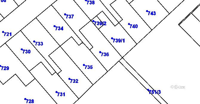 Parcela st. 736 v KÚ Týniště nad Orlicí, Katastrální mapa
