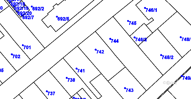 Parcela st. 742 v KÚ Týniště nad Orlicí, Katastrální mapa