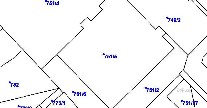 Parcela st. 751/5 v KÚ Týniště nad Orlicí, Katastrální mapa