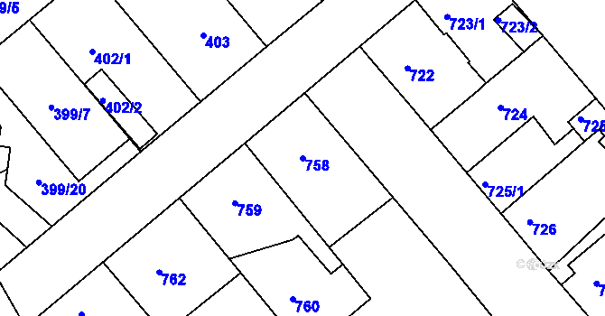Parcela st. 758 v KÚ Týniště nad Orlicí, Katastrální mapa