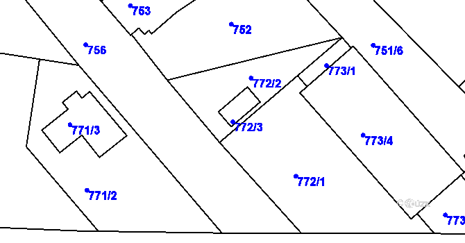 Parcela st. 772/3 v KÚ Týniště nad Orlicí, Katastrální mapa