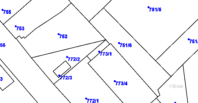 Parcela st. 773/1 v KÚ Týniště nad Orlicí, Katastrální mapa