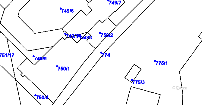 Parcela st. 774 v KÚ Týniště nad Orlicí, Katastrální mapa
