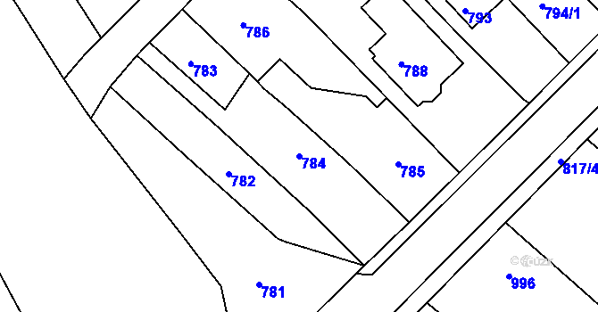 Parcela st. 784 v KÚ Týniště nad Orlicí, Katastrální mapa