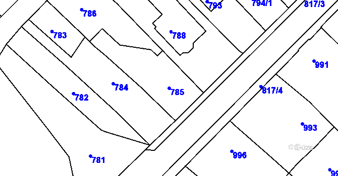 Parcela st. 785 v KÚ Týniště nad Orlicí, Katastrální mapa