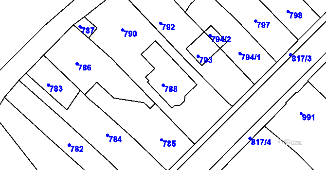 Parcela st. 788 v KÚ Týniště nad Orlicí, Katastrální mapa