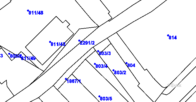 Parcela st. 803/3 v KÚ Týniště nad Orlicí, Katastrální mapa