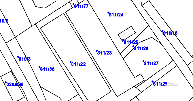 Parcela st. 811/23 v KÚ Týniště nad Orlicí, Katastrální mapa