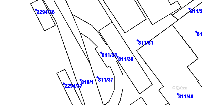 Parcela st. 811/38 v KÚ Týniště nad Orlicí, Katastrální mapa