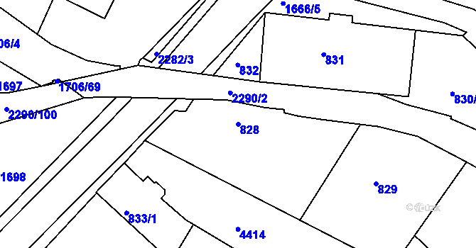 Parcela st. 828 v KÚ Týniště nad Orlicí, Katastrální mapa