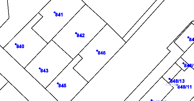 Parcela st. 846 v KÚ Týniště nad Orlicí, Katastrální mapa