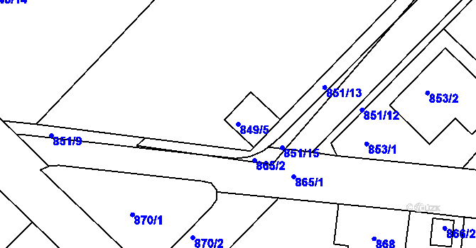 Parcela st. 849/5 v KÚ Týniště nad Orlicí, Katastrální mapa