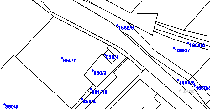 Parcela st. 850/4 v KÚ Týniště nad Orlicí, Katastrální mapa