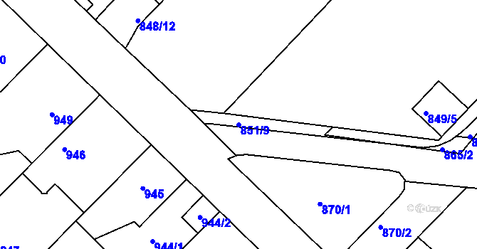 Parcela st. 851/9 v KÚ Týniště nad Orlicí, Katastrální mapa