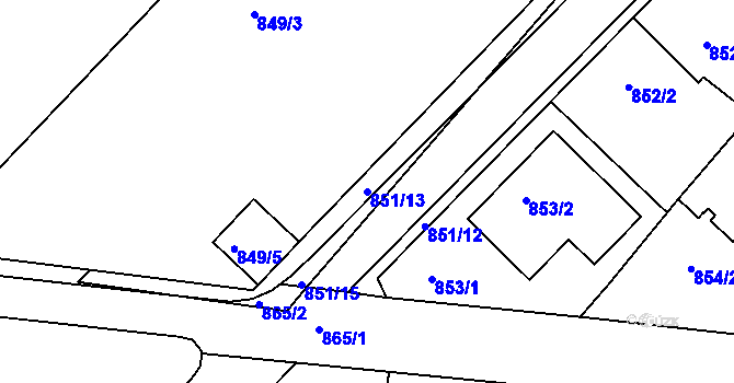 Parcela st. 851/13 v KÚ Týniště nad Orlicí, Katastrální mapa