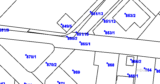 Parcela st. 865/1 v KÚ Týniště nad Orlicí, Katastrální mapa