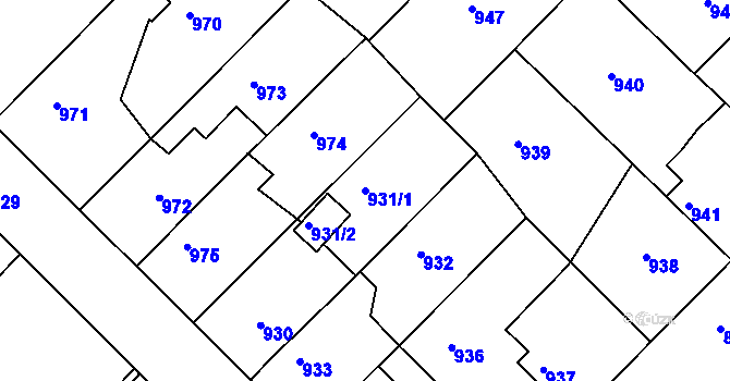 Parcela st. 931/1 v KÚ Týniště nad Orlicí, Katastrální mapa