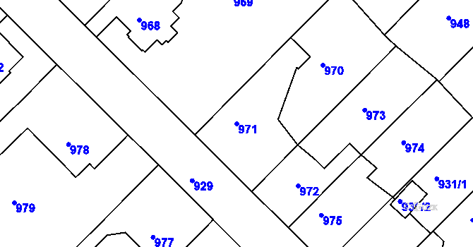 Parcela st. 971 v KÚ Týniště nad Orlicí, Katastrální mapa