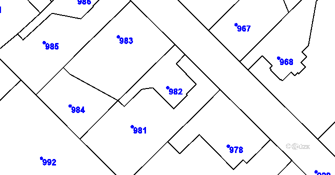 Parcela st. 982 v KÚ Týniště nad Orlicí, Katastrální mapa