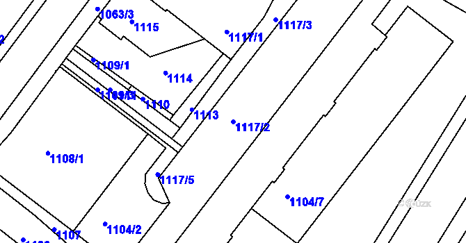 Parcela st. 1117/2 v KÚ Týniště nad Orlicí, Katastrální mapa