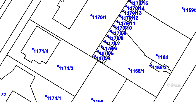 Parcela st. 1170/5 v KÚ Týniště nad Orlicí, Katastrální mapa