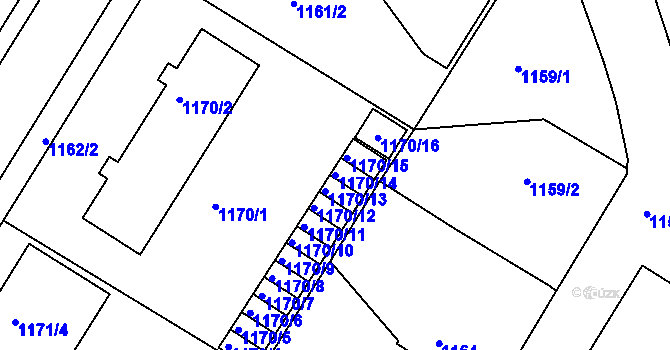 Parcela st. 1170/14 v KÚ Týniště nad Orlicí, Katastrální mapa