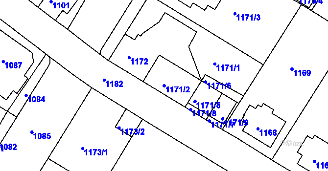 Parcela st. 1171/2 v KÚ Týniště nad Orlicí, Katastrální mapa