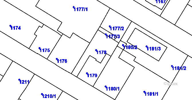 Parcela st. 1178 v KÚ Týniště nad Orlicí, Katastrální mapa