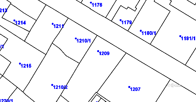 Parcela st. 1209 v KÚ Týniště nad Orlicí, Katastrální mapa