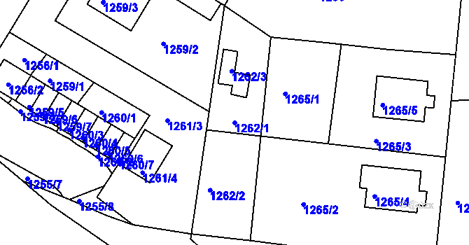 Parcela st. 1262/1 v KÚ Týniště nad Orlicí, Katastrální mapa