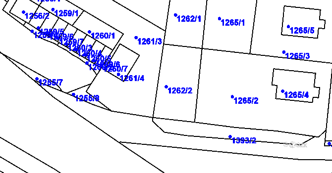 Parcela st. 1262/2 v KÚ Týniště nad Orlicí, Katastrální mapa