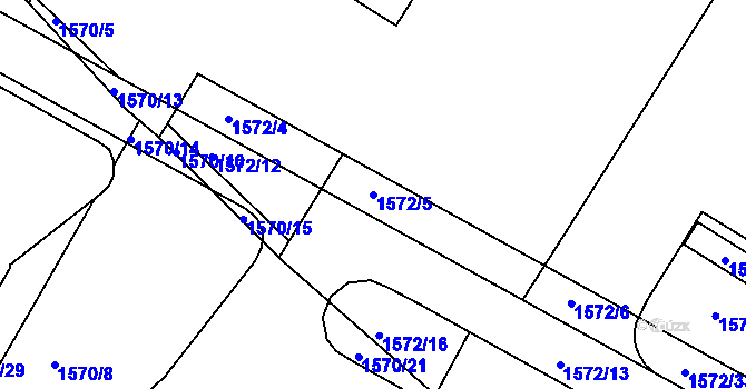 Parcela st. 1572/5 v KÚ Týniště nad Orlicí, Katastrální mapa