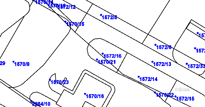 Parcela st. 1572/16 v KÚ Týniště nad Orlicí, Katastrální mapa