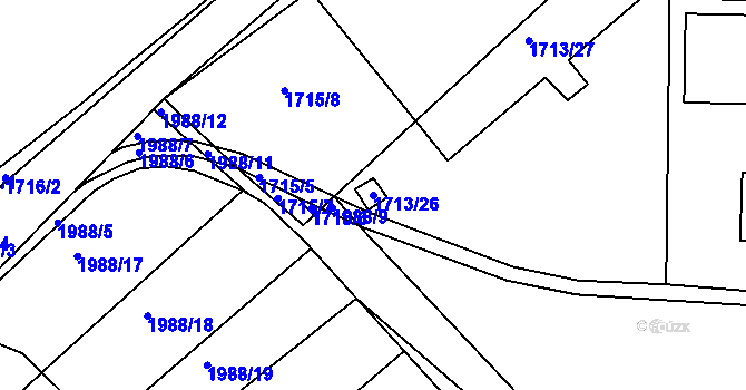 Parcela st. 1713/26 v KÚ Týniště nad Orlicí, Katastrální mapa
