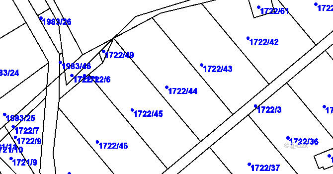 Parcela st. 1722/44 v KÚ Týniště nad Orlicí, Katastrální mapa