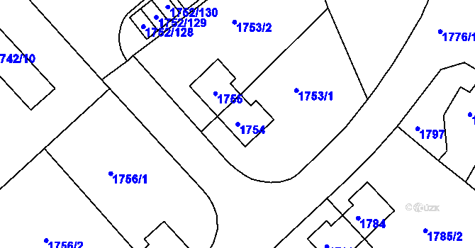 Parcela st. 1754 v KÚ Týniště nad Orlicí, Katastrální mapa